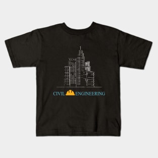 Best design civil engineering drafter engineer with buildings image Kids T-Shirt